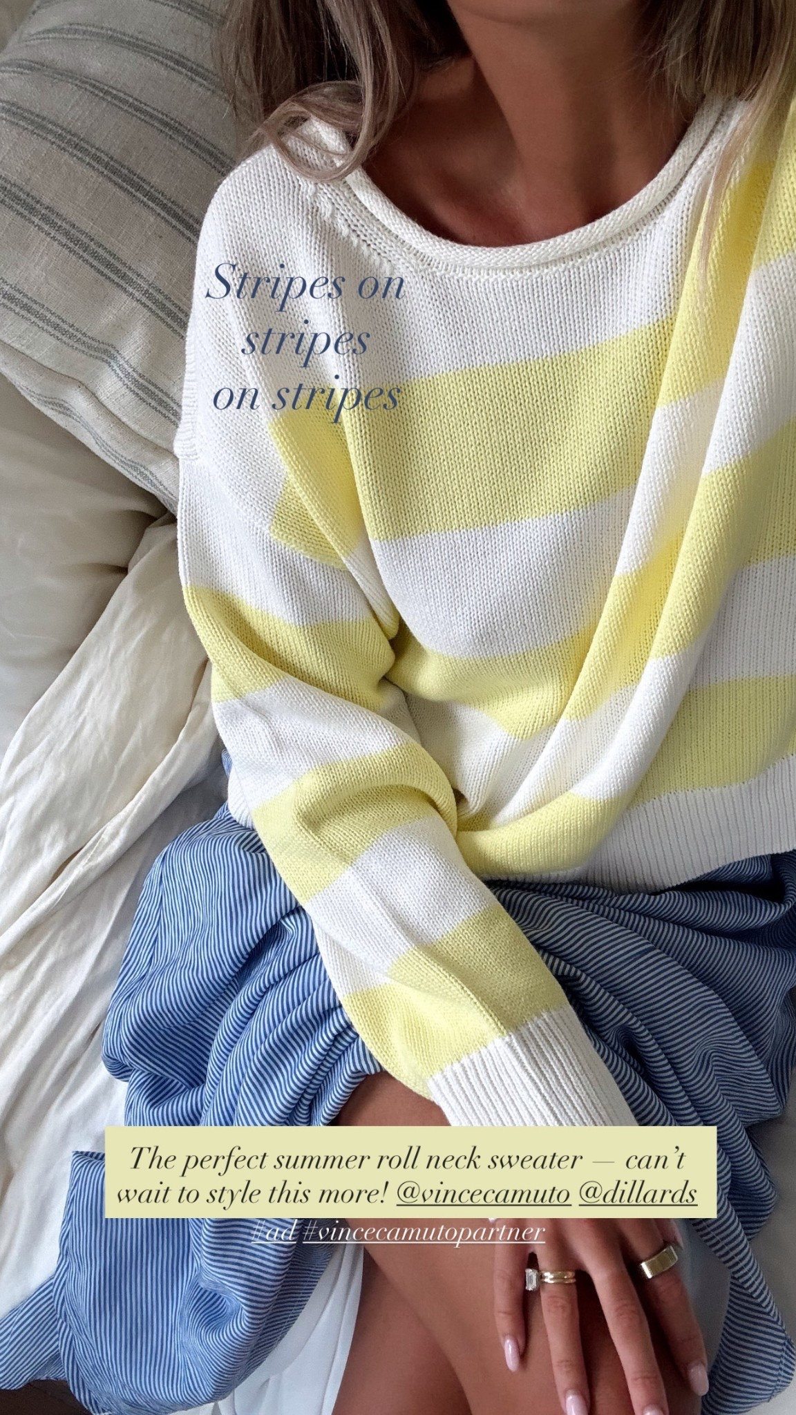 Perfect summer sweater — comes in blue stripe too! @vincecamuto @dillards 