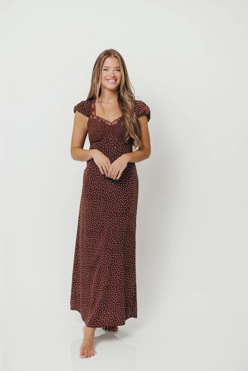 Rhiannon Maxi Dress in Brown/White | Worth Collective