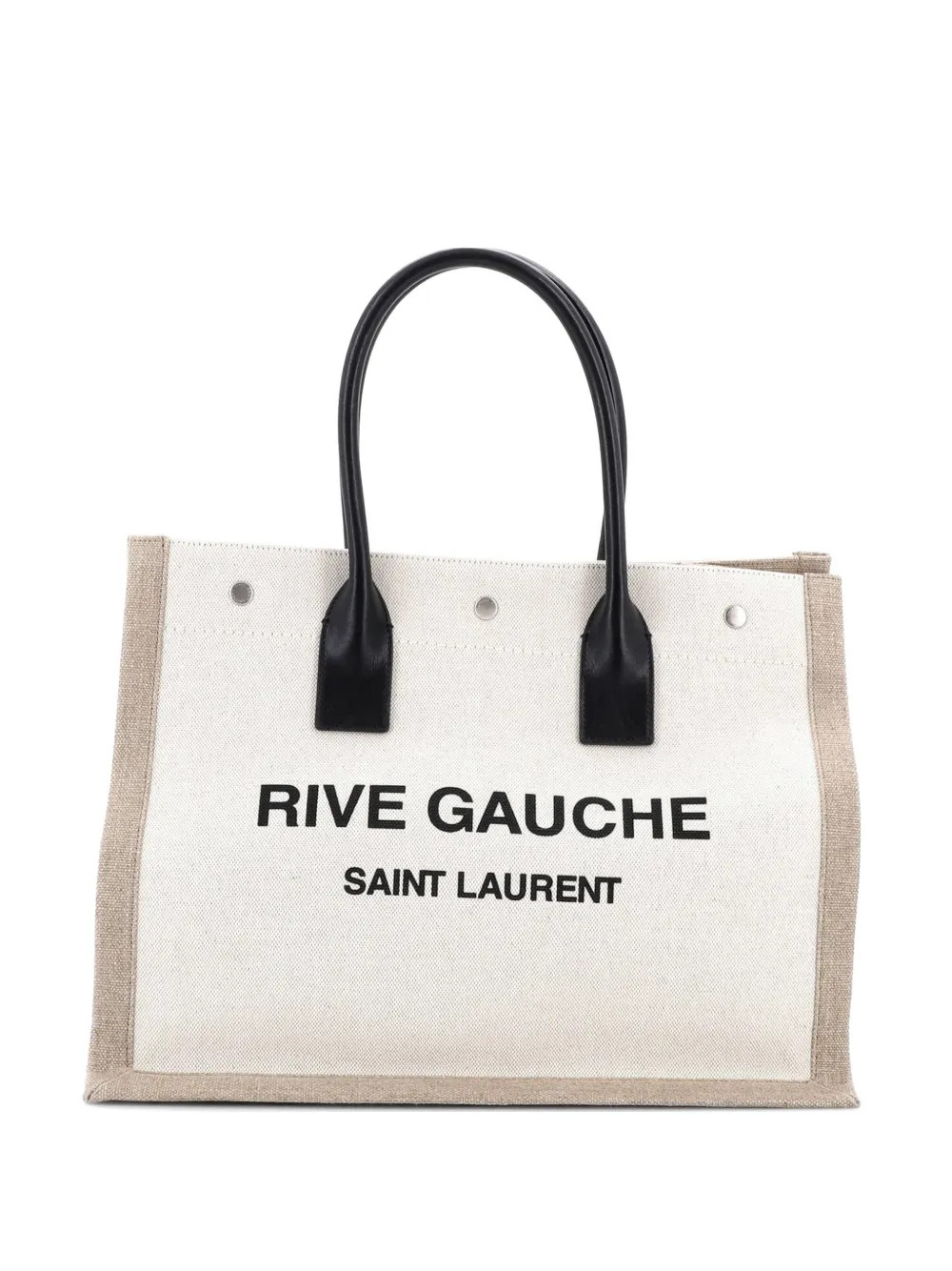 Saint Laurent Pre-Owned Rive Gauche Shopper Canvas Small tote bag - Neutrals | Farfetch Global
