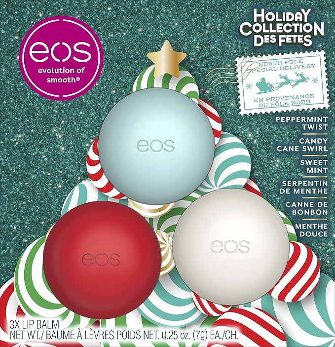 eos Holiday Lip Balm Gift Set- Peppermint Twist, Candy Cane Swirl & Sweet Mint, Limited-Edition S... | Amazon (US)