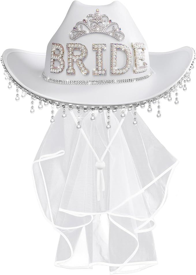 MGupzao Bride Cowboy Hat - Rhinestone Hat for Women, Cowgirl Hat for Bachelorette Party Decoratio... | Amazon (US)