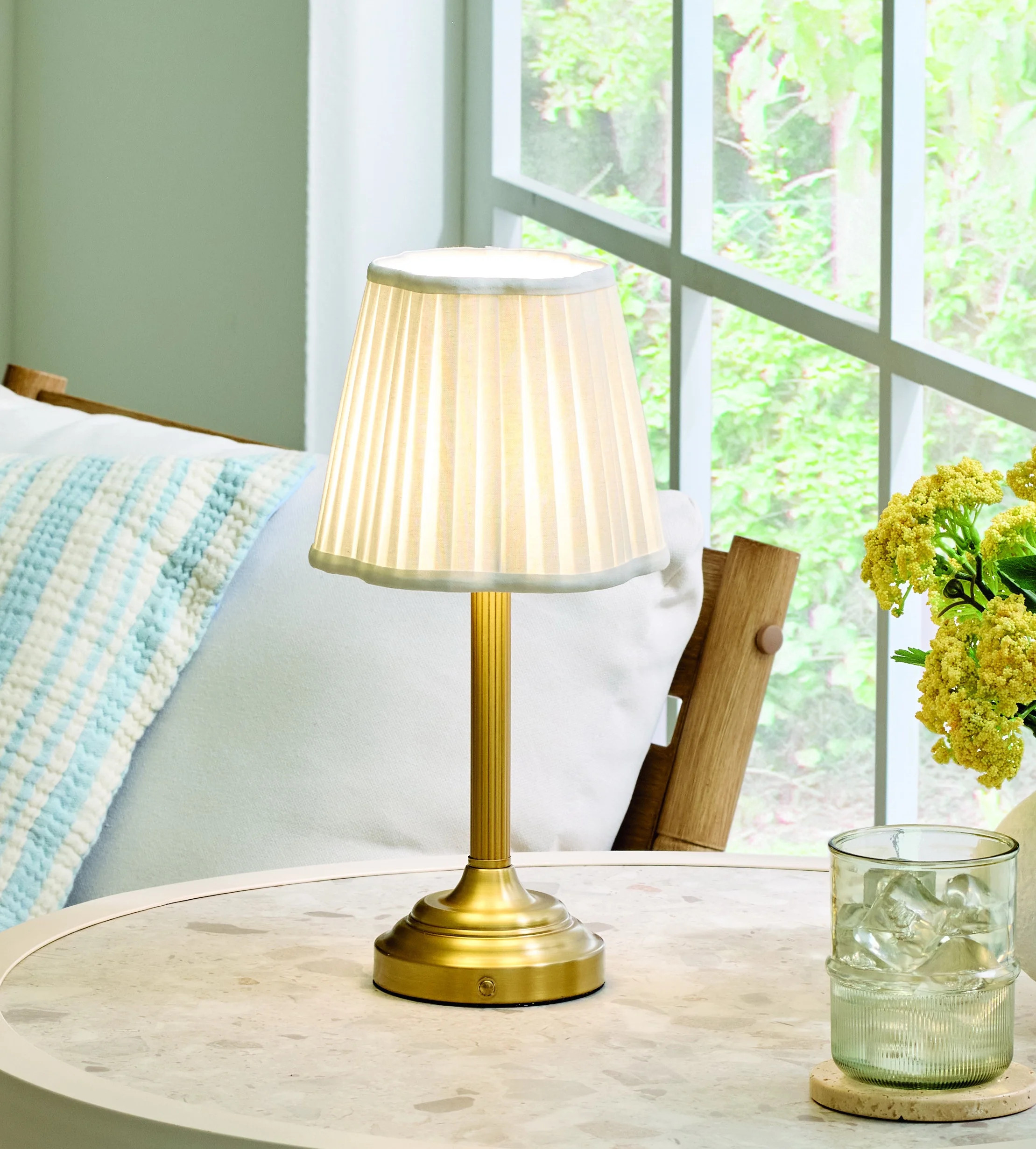 Better Homes & Gardens 13" White Shade Rechargeable Portable Lamp | Walmart (US)