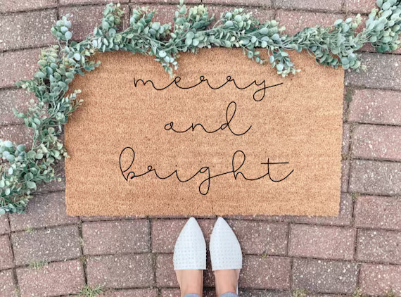 Christmas DoormatMerry and Bright Welcome mat Holiday Door | Etsy | Etsy (US)