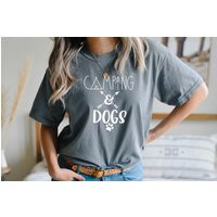 Comfort Colors Camping & Dogs Shirt, Soft Cozy Tshirt, Dog Lover Vacation Hiking Shirt | Etsy (US)