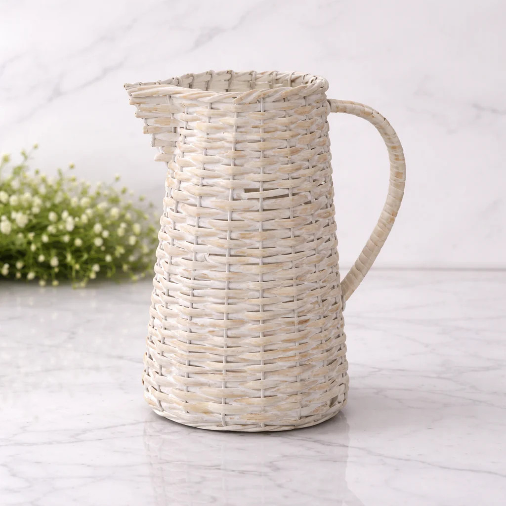 Whitewash Woven Pitcher - 10 | River Chic Designs