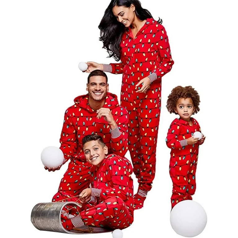 Aunavey Family Matching Christmas Pajamas Set Sleepwear Jumpsuit Hoodie with Hood for Family | Walmart (US)