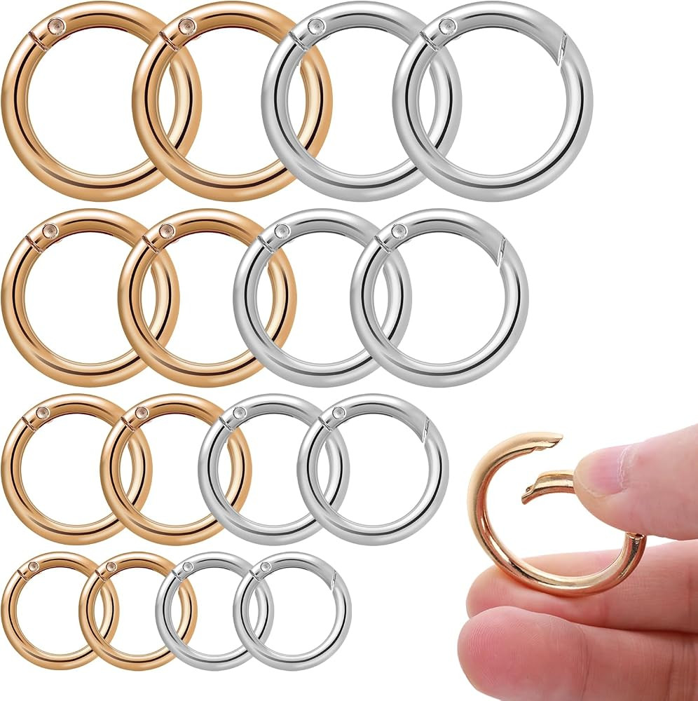 Lusofie 16 Pcs O Ring Clip Spring O Ring Clasp Round Mini Carabiner for Bag Purse Handbag Strap C... | Amazon (US)