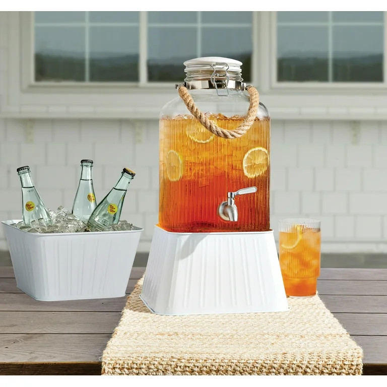 Better Homes & Gardens White Square Dispenser Stand, Ice Bucket, Metal Bucket | Walmart (US)