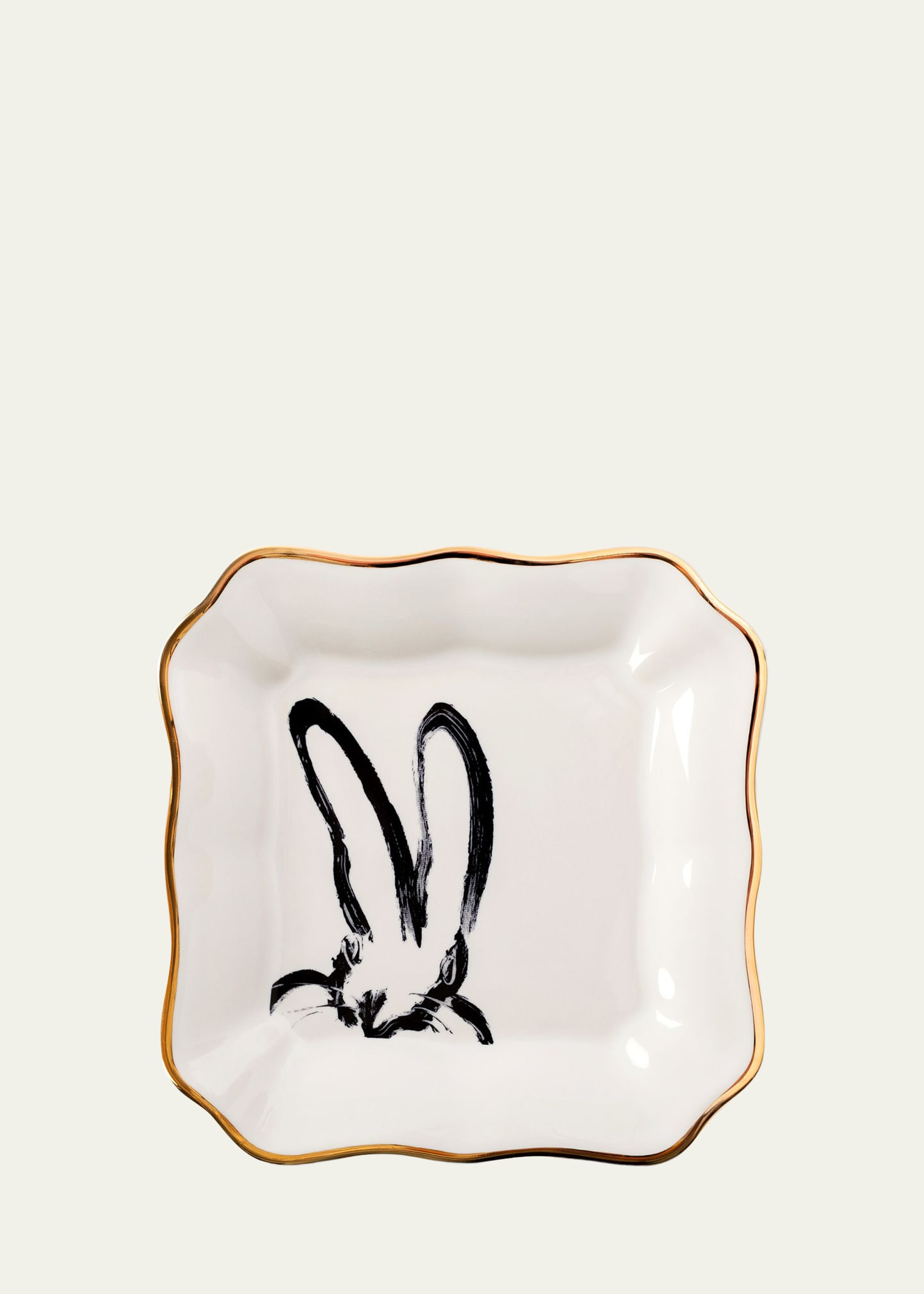 Hunt Slonem Portrait Plate with Golden Rim - White | Bergdorf Goodman