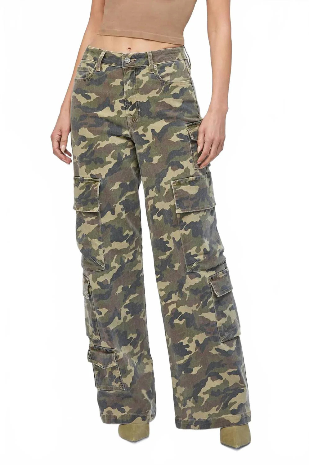 Wide Leg Camo Jeans In Green | Shop Simon