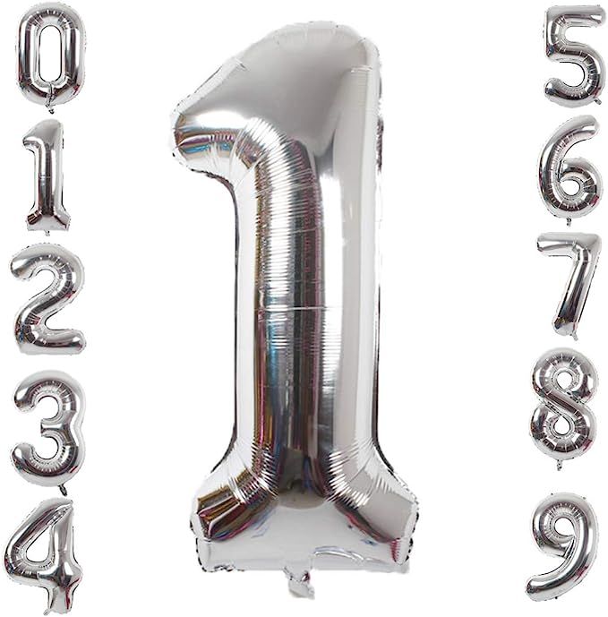 PartyMart Silver Foil Balloons Number 1, 40 inch | Amazon (US)