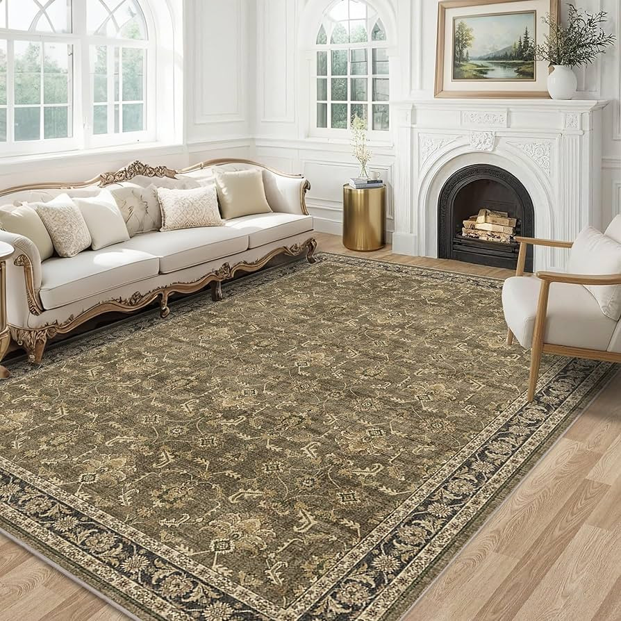 Washable Area Rug 5x7 Brown Rugs for Living Room, Vintage Boho Large Rug for Bedroom Dining Room ... | Amazon (US)