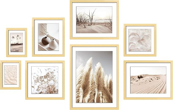 ArtbyHannah 8 Pack Modern Neutral Gallery Wall Kit with Decorative Pampas Grass Art Prints Pictur... | Amazon (US)