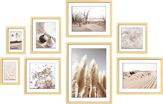 ArtbyHannah 8 Pack Modern Neutral Gallery Wall Kit with Decorative Pampas Grass Art Prints Pictur... | Amazon (US)