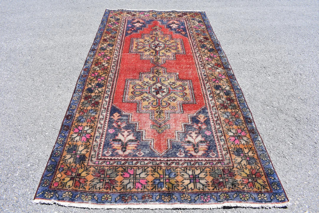 aztec rug turkish rug boho decor rug vintage rug herki runner 4.3 x 8.5 Ft large size rug livingr... | Etsy (US)