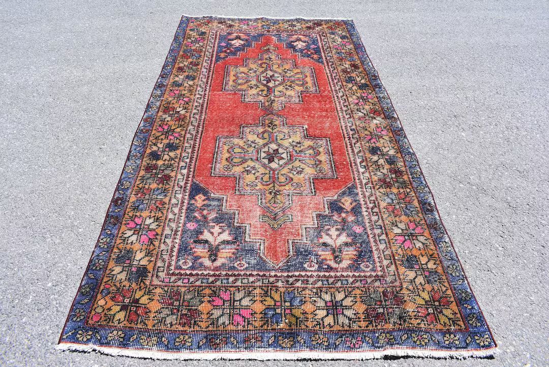 aztec rug turkish rug boho decor rug vintage rug herki runner 4.3 x 8.5 Ft large size rug livingr... | Etsy (US)