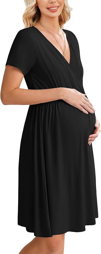 Ekouaer Women 3 in 1 Labor and Delivery Gown Split Front Flap Maternity Hospital Dress Nursing Ni... | Amazon (US)