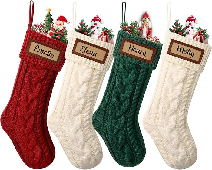 Christmas Stockings Set of 4 Personalized Christmas Stockings with Names Patches Custom Stocking ... | Amazon (CA)