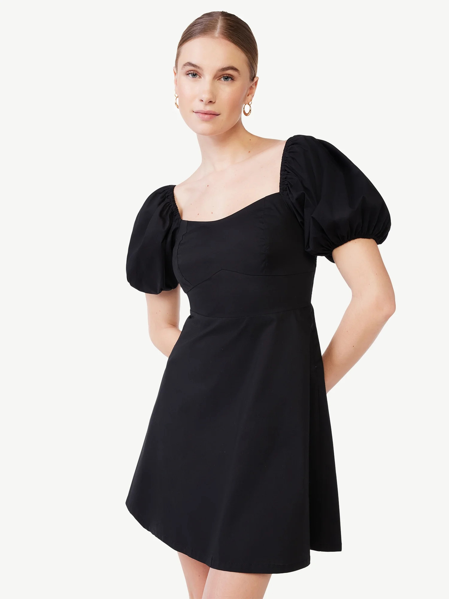 Scoop Women's Puff Sleeve Mini Dress | Walmart (US)