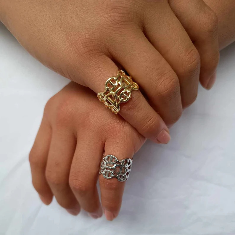 Large Mariner Chain Link Ring, Anchor Chain Ring, Chunky Ring, Statement Ring, Stacking Ring, Adj... | Etsy (US)