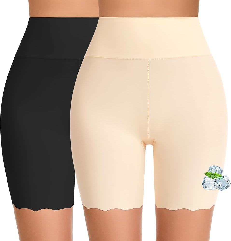 Cooling Slip Shorts for Women Under Dress Anti Chafing Biker Short     High-Waisted seamless shap... | Amazon (US)