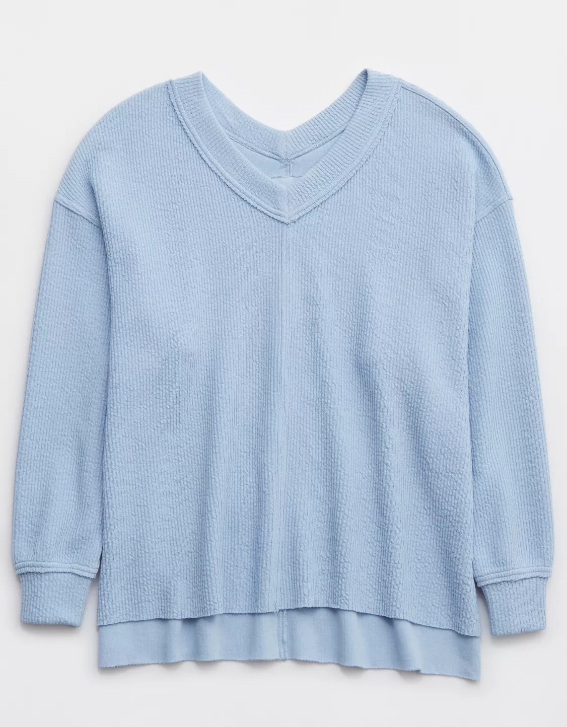Aerie Wonder Textured V-Neck Sweatshirt | Aerie