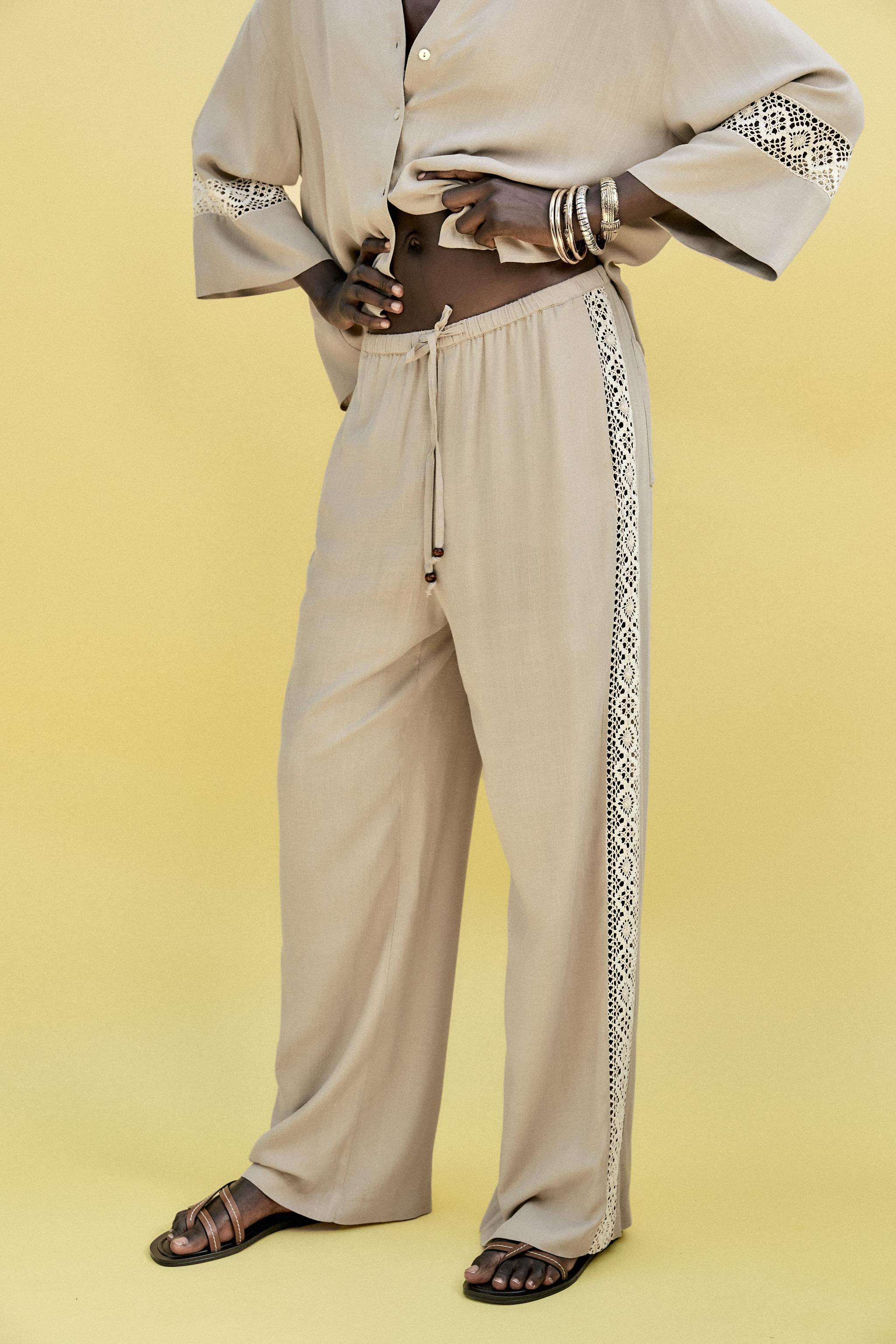 WIDE-LEG TROUSERS WITH EMBROIDERED SIDE STRIPES | Zara UK