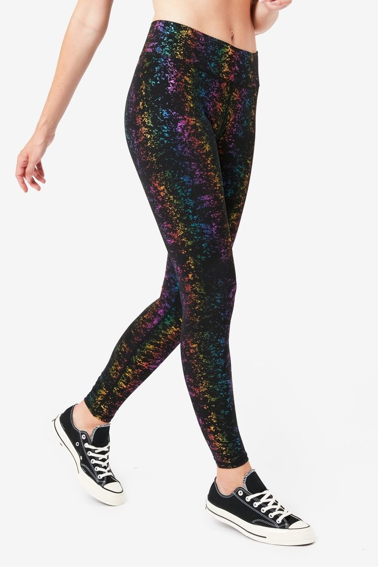 Rainbow Foil Haze Super-High Band Leggings | Terez