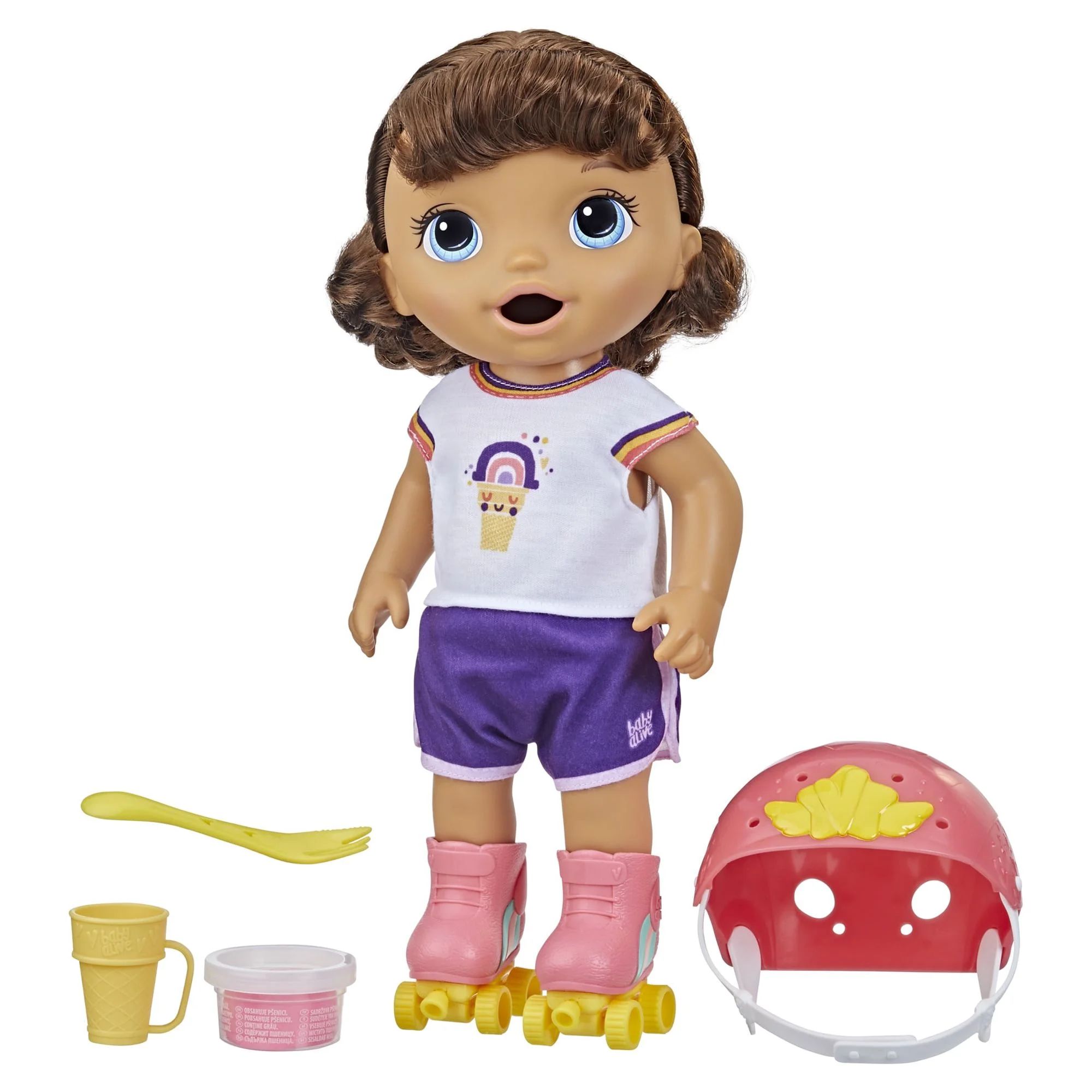 Baby Alive: Roller Skate Baby 14-Inch Doll Brown Hair, Blue Eyes Kids Toy for Boys and Girls | Walmart (US)