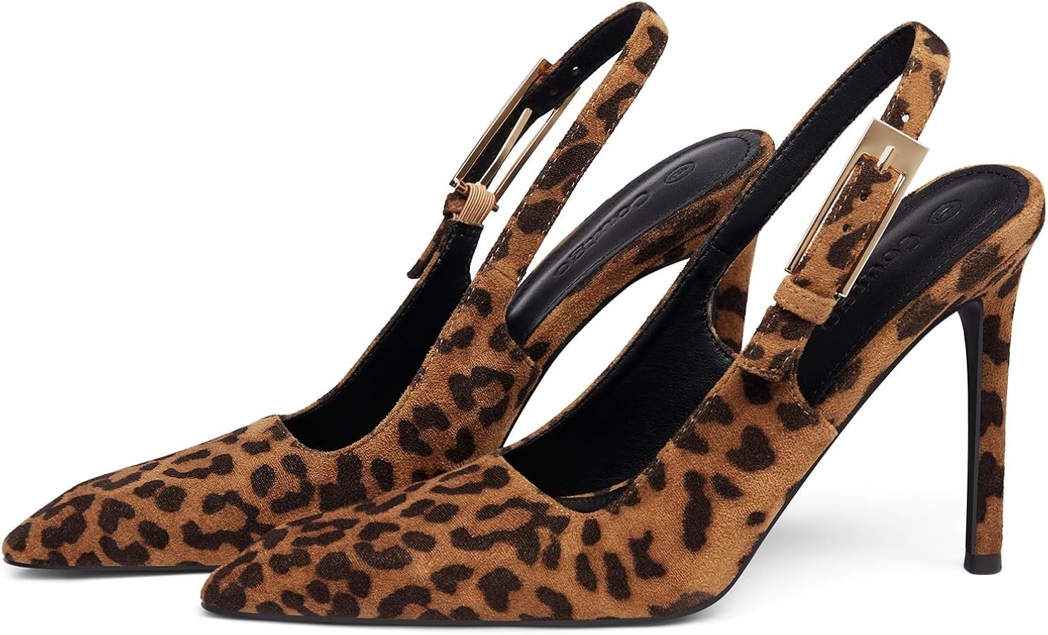 Coutgo Women's Slingback High Heels Pointed Toe Stilettos Metal Buckle Dress Party Pump Shoes | Amazon (US)