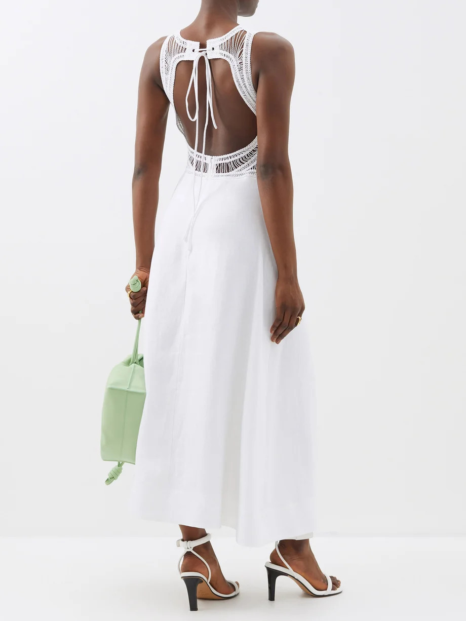 Anja lace-insert tie-back linen dress | CLEA | Matches (US)
