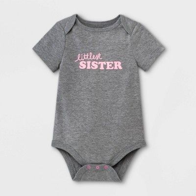 Baby Girls' 'Sister' Short Sleeve Bodysuit - Cat & Jack™ Gray | Target