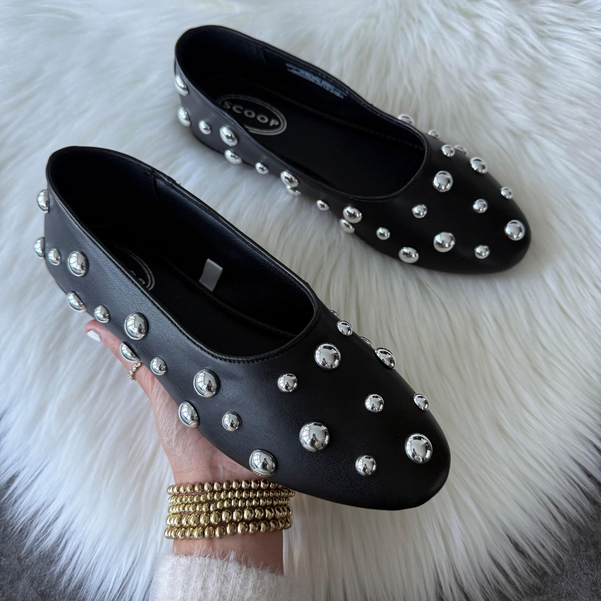 Scoop Women's Studded Faux Leather Ballet Flats comes in multiple colors under $35