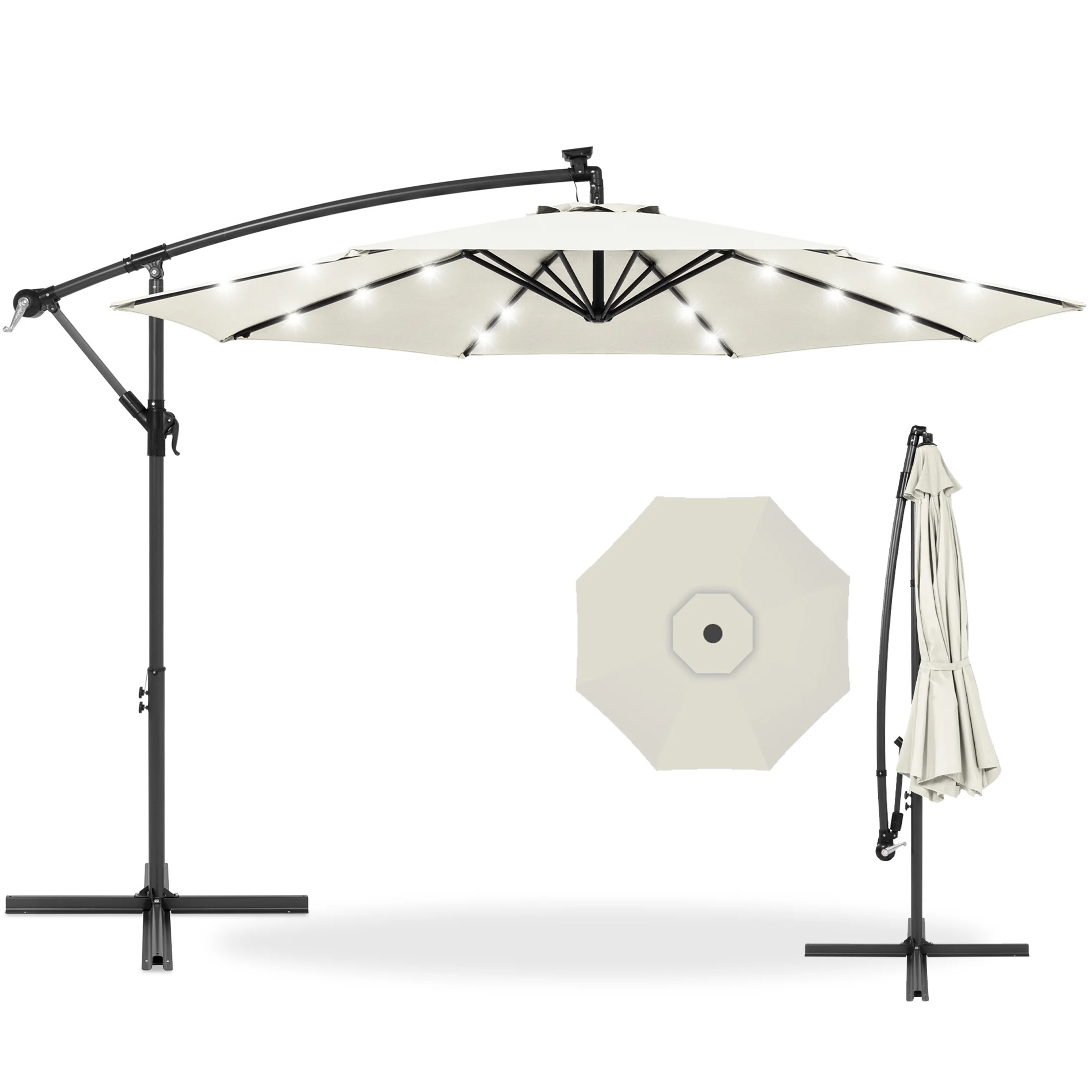 Best Choice Products 10ft Solar LED Offset Hanging Outdoor Market Patio Umbrella w/ Easy Tilt Adj... | Walmart (US)