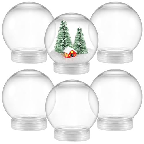 Aweyka 6 Pieces DIY Snow Globe Water Globe 3.6 Inch Clear PET Plastic with Screw Off Cap for DIY Crafts Christmas Decoration | Amazon (US)