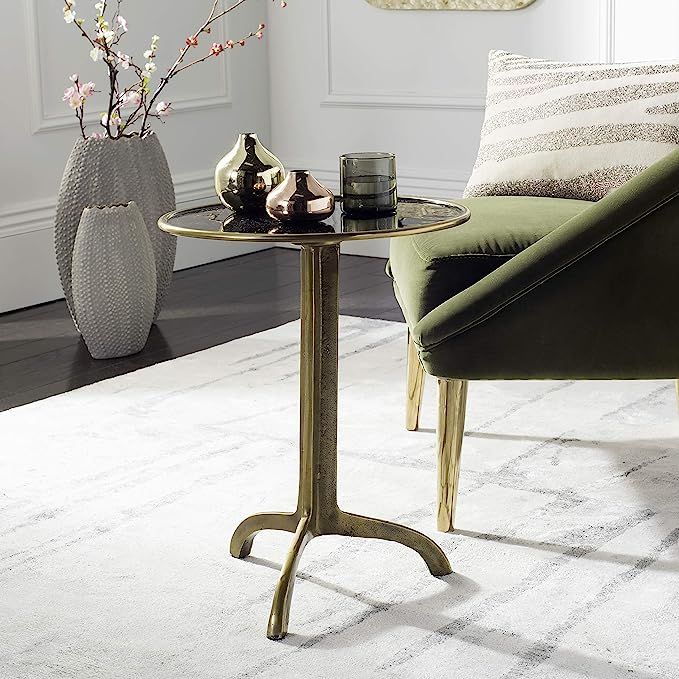Safavieh Home Brent Antique Brass Round Accent Table | Amazon (US)