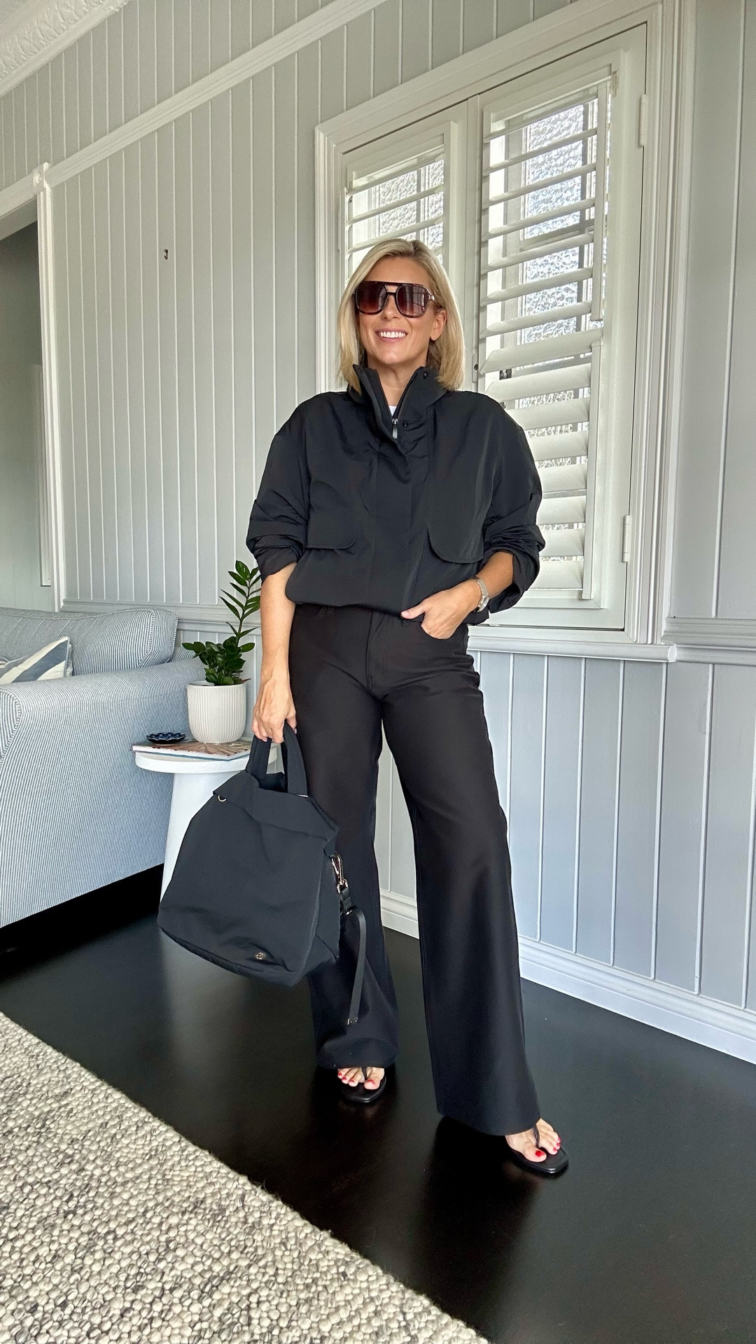 If you love the look of denim… but not the stiffness — these are for you.

No stiffness. 
No digging in. 

And they come in three lengths and three colours (light tan, black and navy) 

Sizing: 
EasyFive LR Classic Wide Pant *Regular, size 28 Organic Cotton Baby Tee, size L 
Always Effortless Jacket *Evolve, size S 
Hold Tight Boatneck Long Sleeve, 8 (AU12) 
All Yours Organic Cotton Crewneck Tee, size M

#LTKtravel #LTKaustralia #LTKworkwear