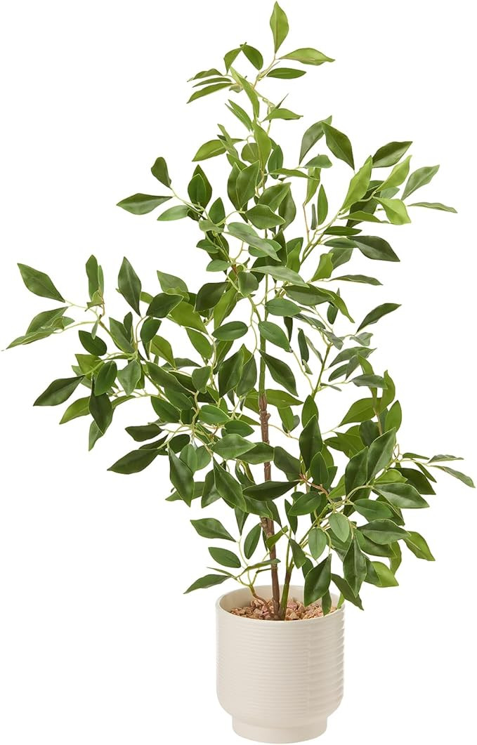 Artificial Potted Plants Indoor,27" Faux Plants Ficus Leaves Trees with Ceramic Pots,Realistic Fa... | Amazon (US)