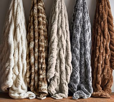 Faux Fur Ruched Oversized Throws | Pottery Barn (US)
