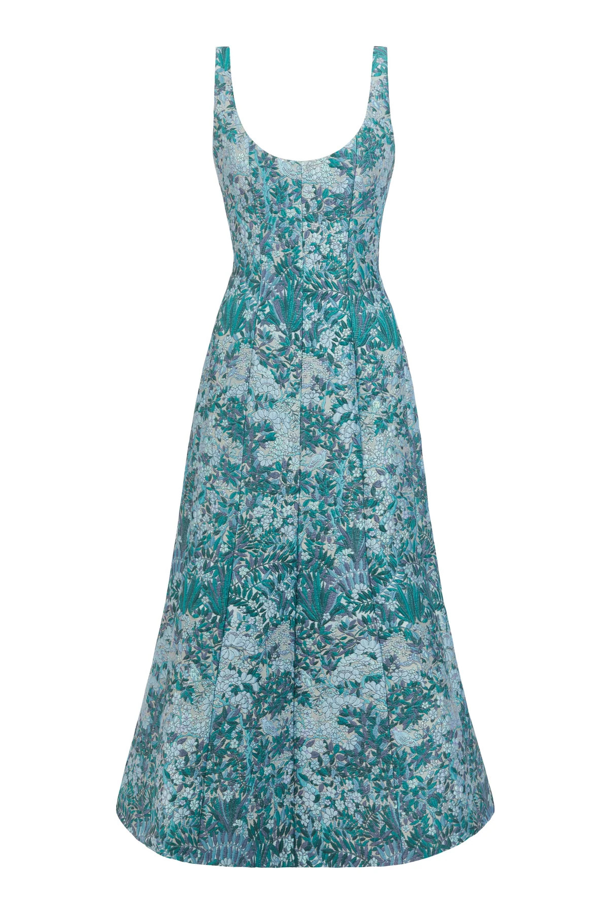 Judith Teal Floral Brocade Midi Dress | Over The Moon