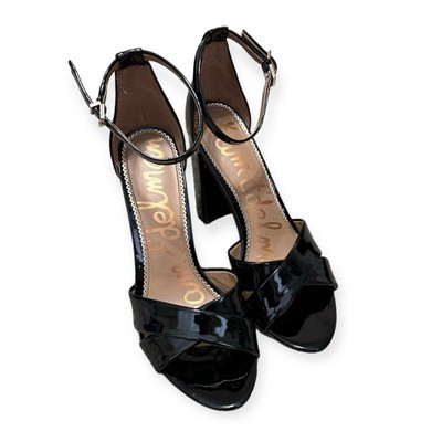 Sam Edelman Yancy Black Patent Leather Ankle Strap Block Heels Women's Size 9 | eBay US