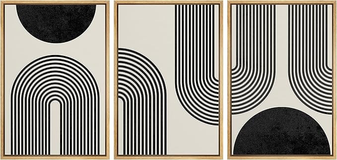 SIGNLEADER Framed Canvas Print Wall Art Spiral Parabolas & Solid Semi Circle Geometric Shapes Dra... | Amazon (US)