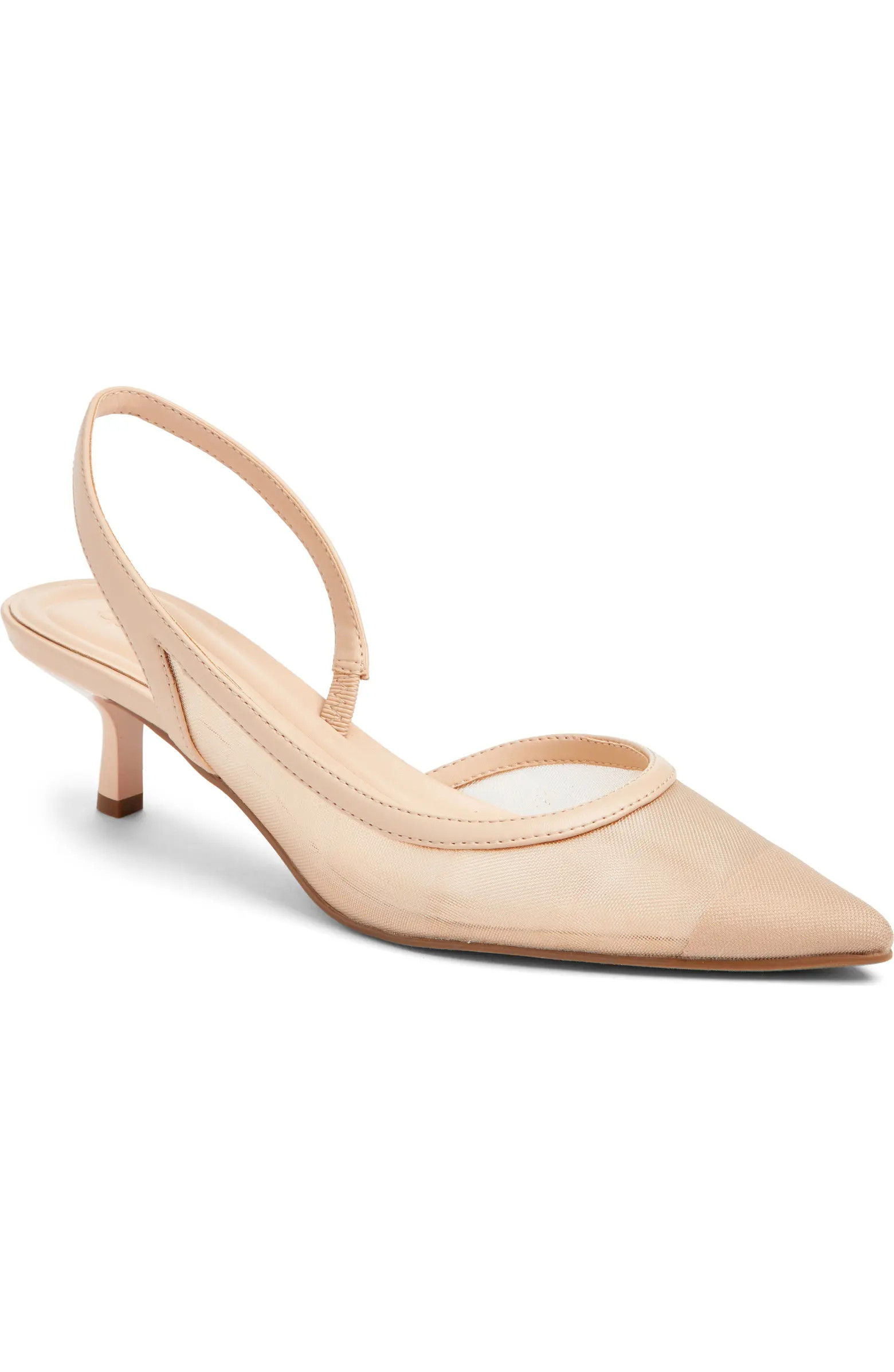 Corina Slingback Half d'Orsay Pointed Toe Kitten Heel Pump (Women) | Nordstrom