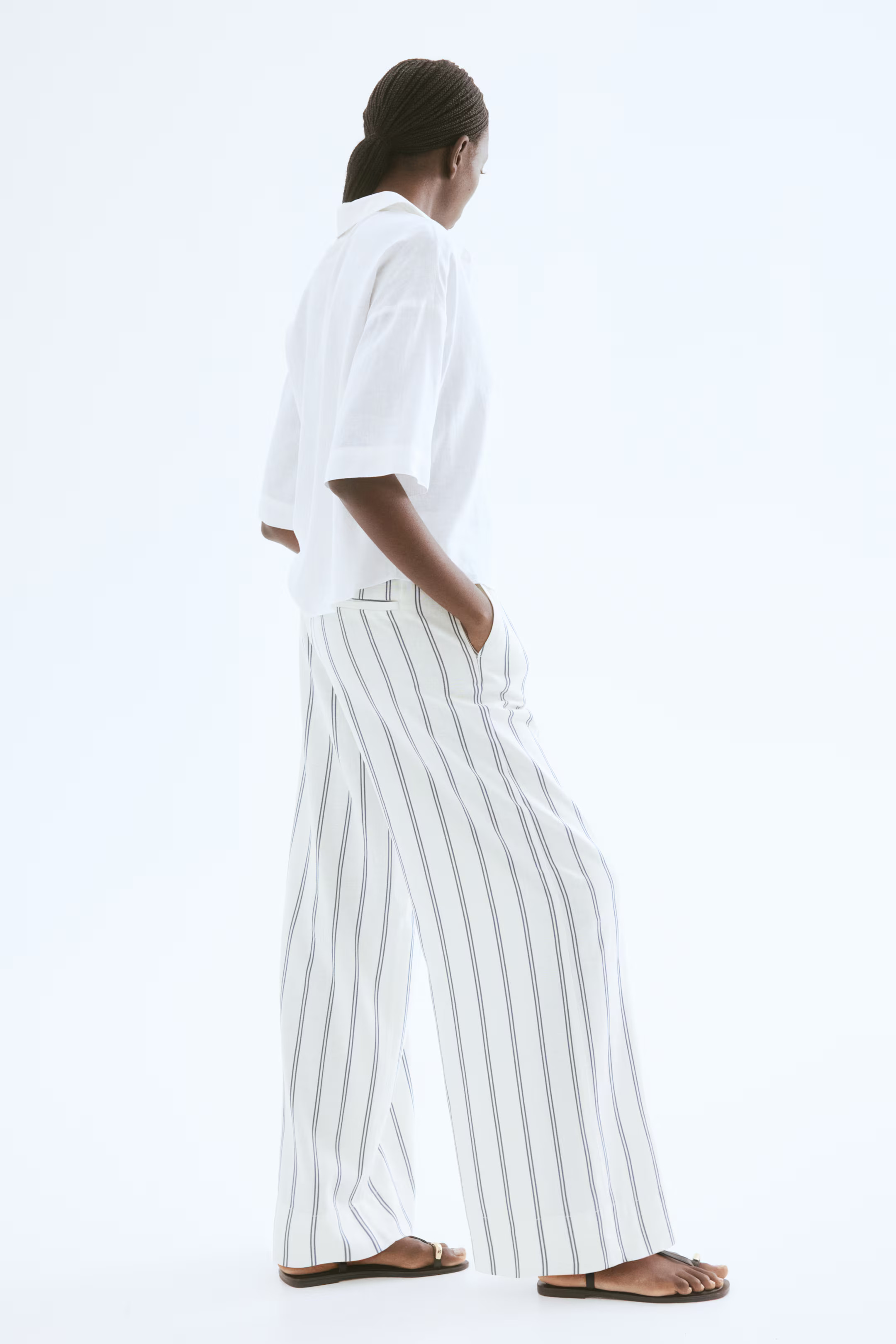 Wide linen-blend trousers | H&M (UK, MY, IN, SG, PH, TW, HK)