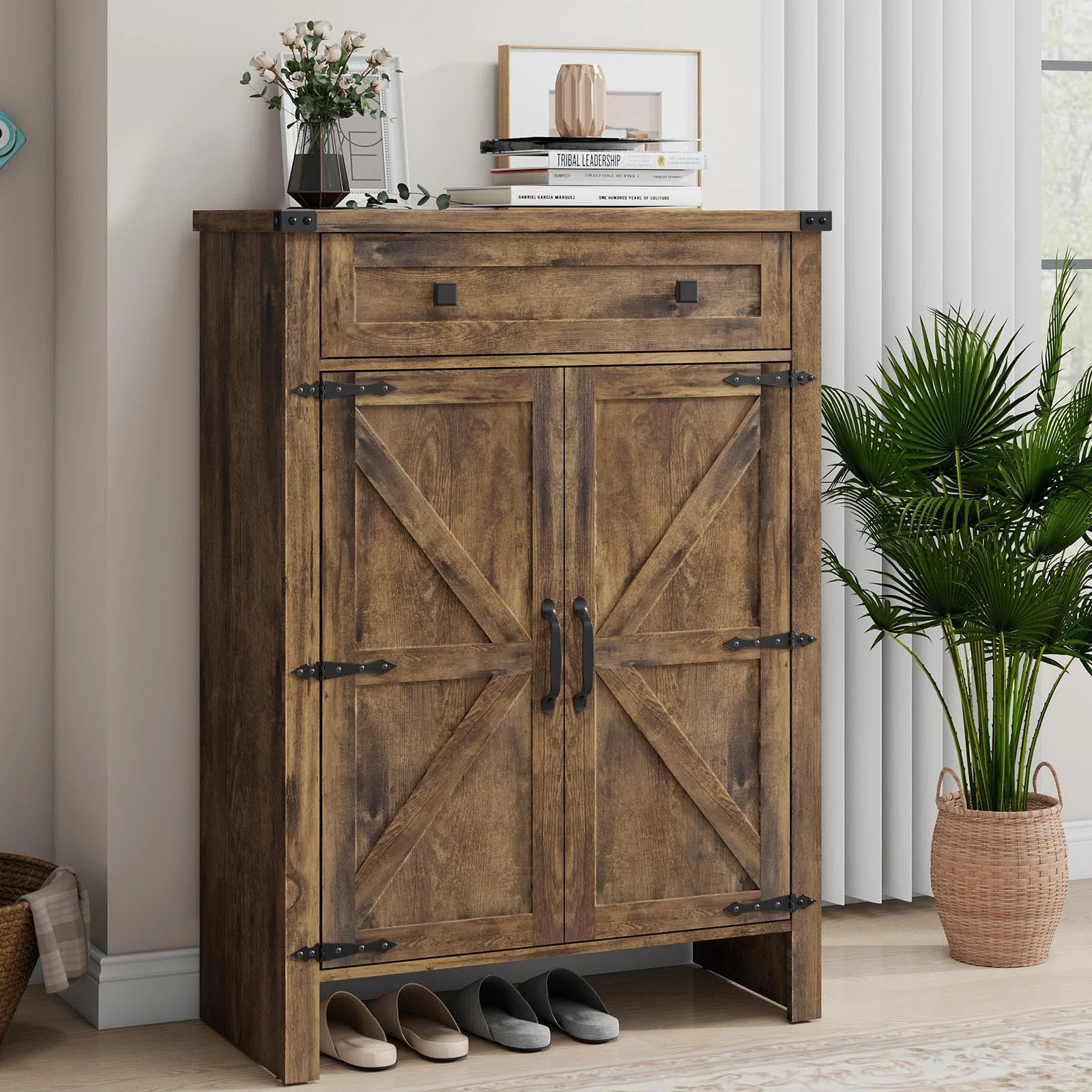 Shoe Storage Cabinet With Doors & Drawer | Wayfair North America