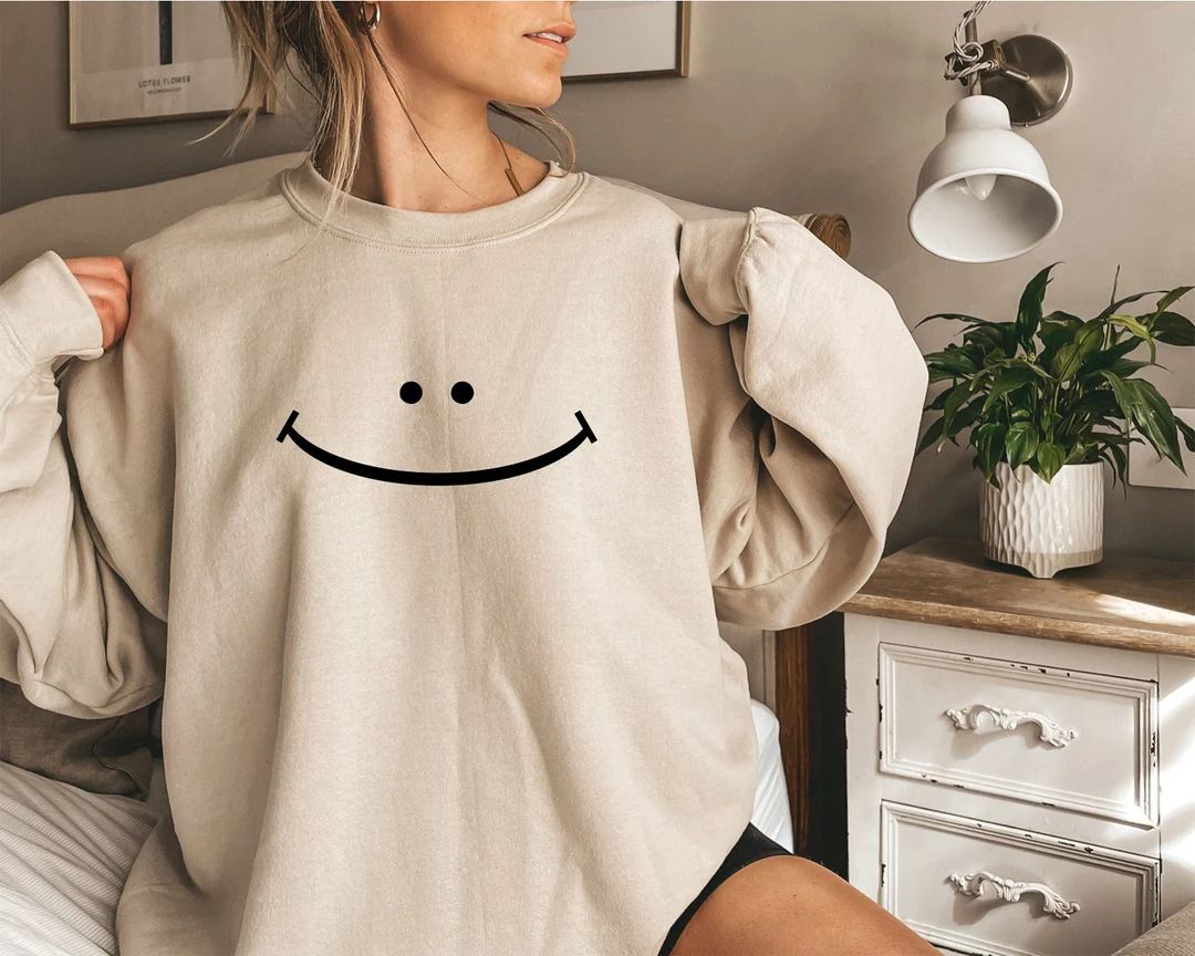 Smiley Face Sweatshirt, Have A Good Day Sweatshirt,Smile Sweatshirt,Positive Sweatshirt | Etsy (US)
