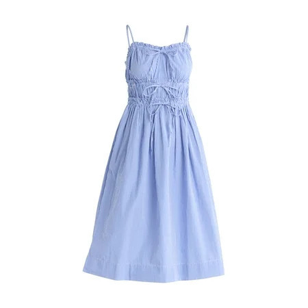 Free Assembly Women s Sleeveless Cotton Midi Dress with Bow Front Sizes XS-XXL | Walmart (US)