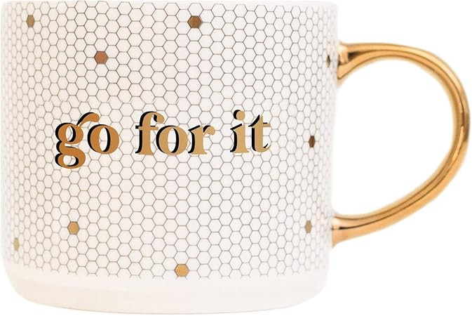 Sweet Water Decor Go For It Tile Coffee Mugs | Novelty Coffee Mugs | 17oz Gold Handle Coffee Cup ... | Amazon (US)