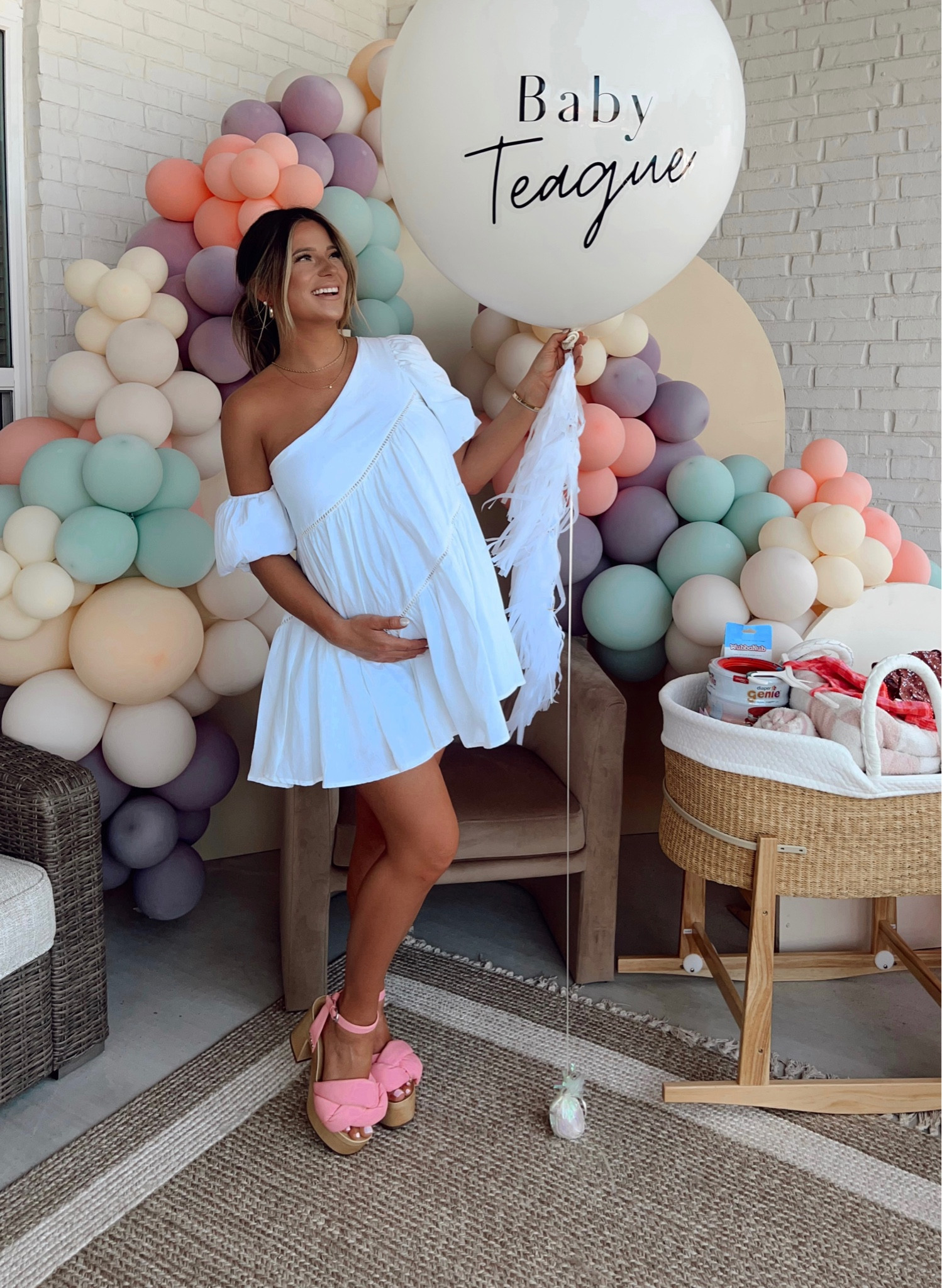 baby shower dress
wedding shower dress

wearing size 4 — 35 weeks pregnant 

shoes fit true to size 