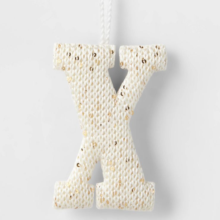 Knit Monogram Christmas Tree Ornament White/Gold - Wondershop™ | Target